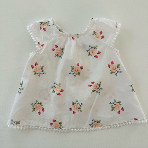Janie and Jack 12-18 Months Baby Girl White Floral Strawberry Outfit Summer - Picture 7 of 7